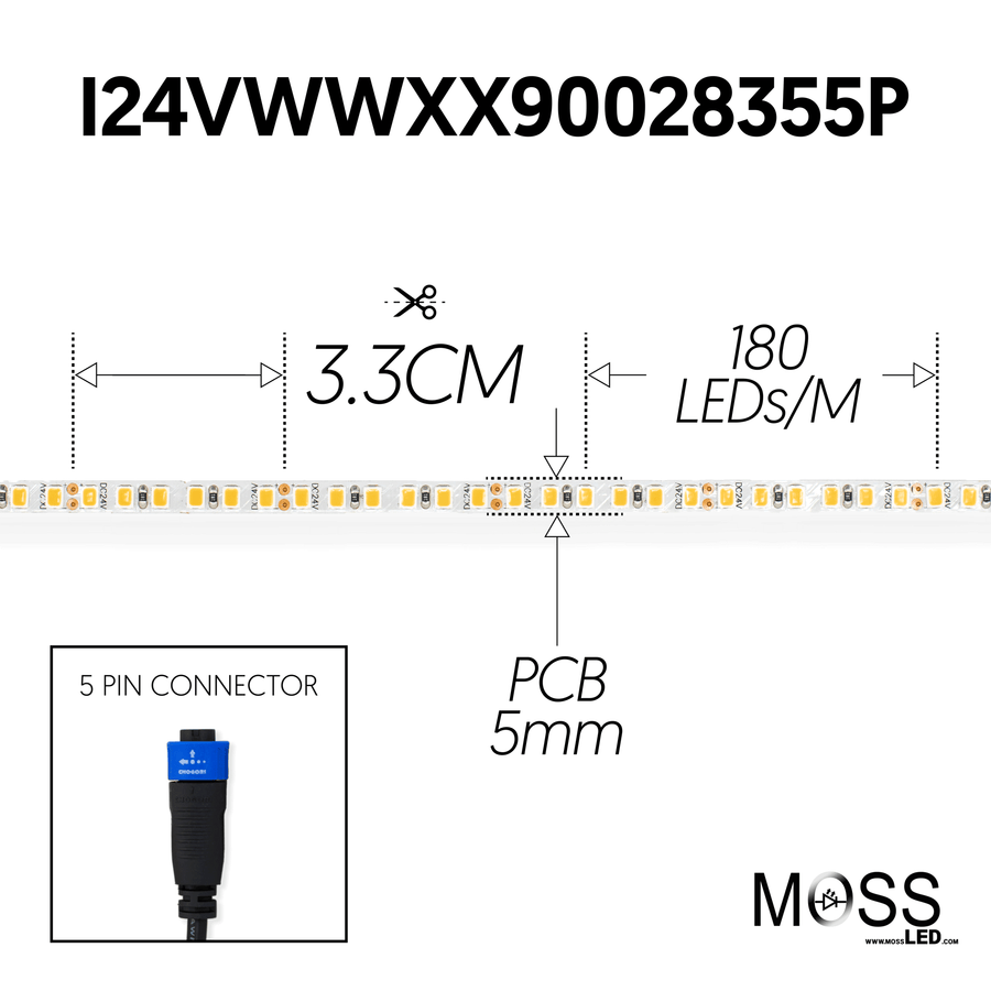 FlexLEDslim 180 White 24V IP43 (Indoor) 5600k Bare Wire from www.thelafirm.com