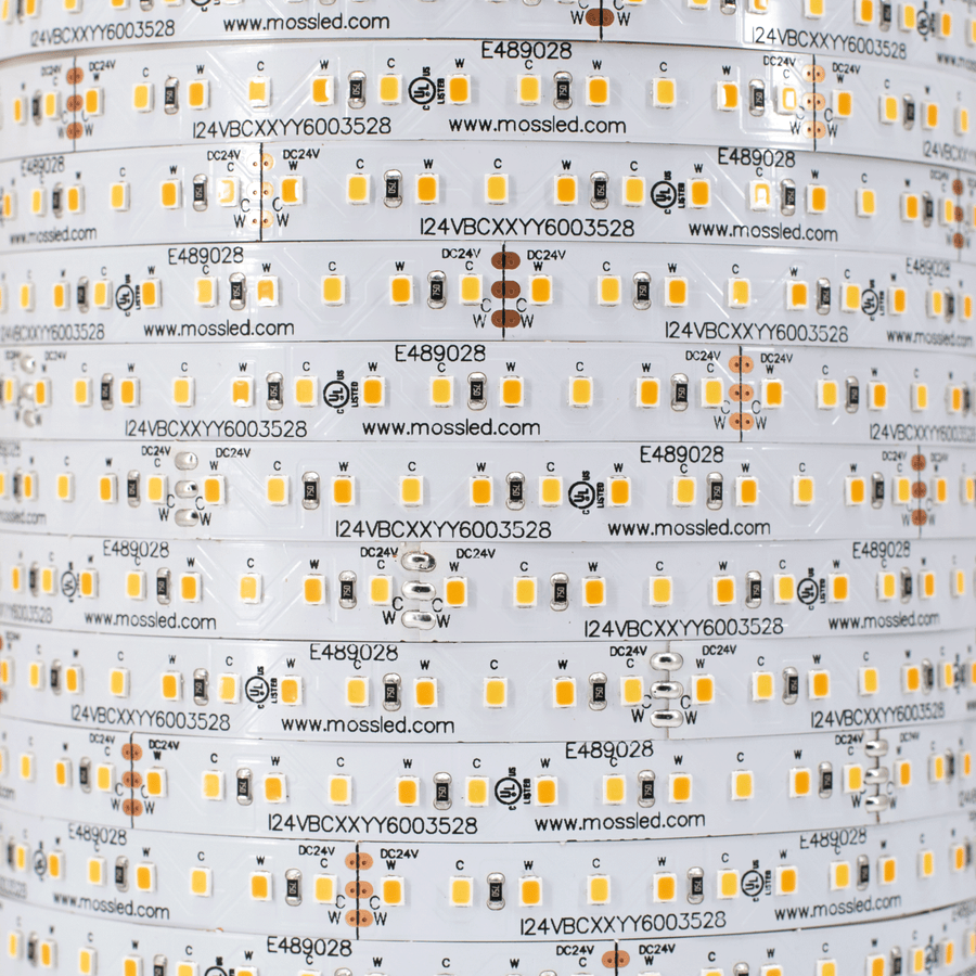 FlexLED Bi-Color 2700K - 6000K 24V (CCT Adjustable) Bi-Colour (2700k - 6000k) 120 LED/meter Bare Wire from www.thelafirm.com