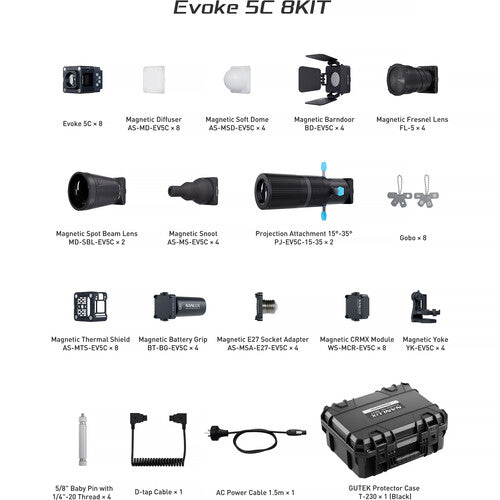 NANLUX Evoke 5C LED Full-color Spot Light 8 Kit with Protector Case | The LA Firm