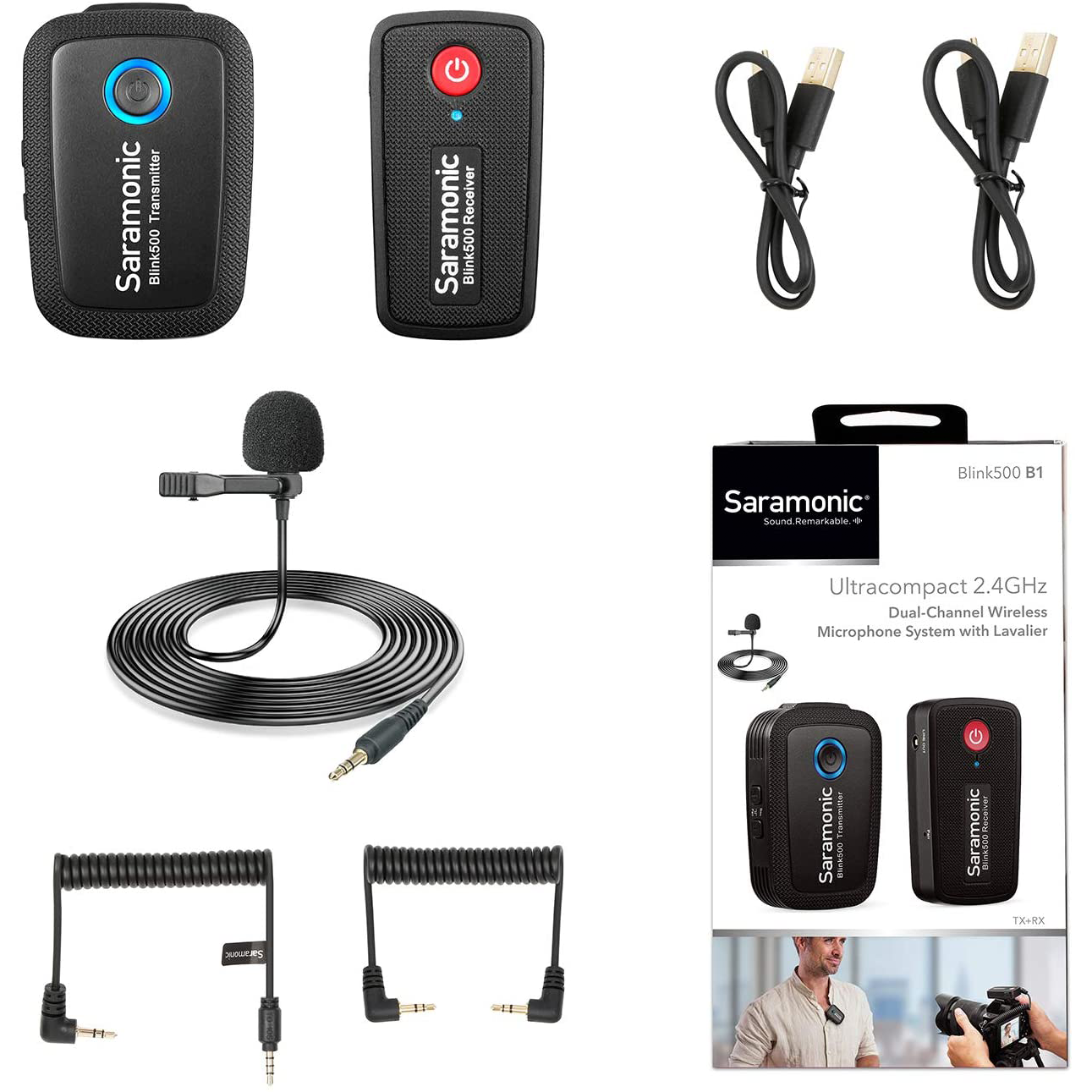 Blink 500 B1 Wireless Clip-On Mic System with Lavalier & Dual Receiver for Cameras & Mobile Devices | The LA Firm