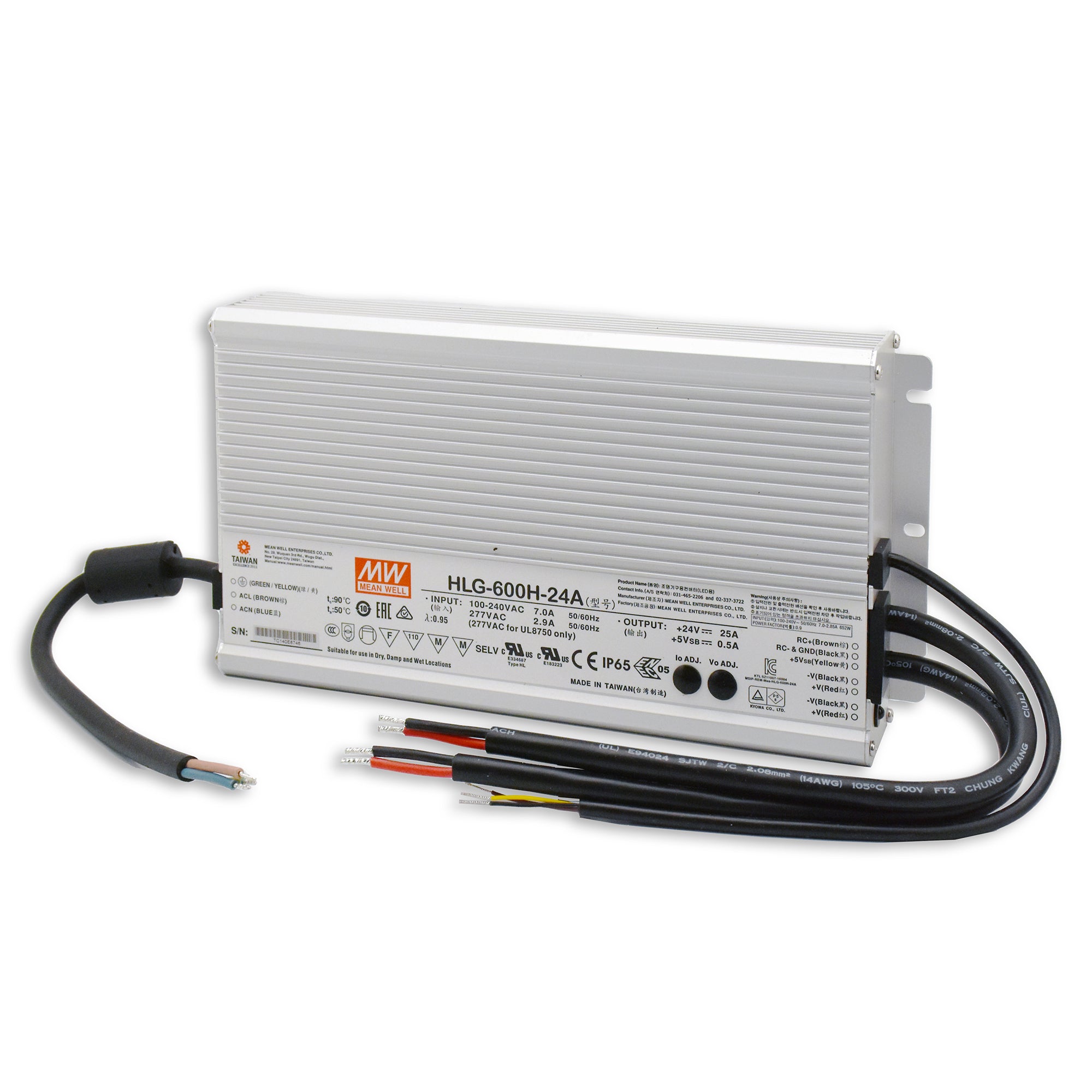 HLG Fanless & Metal Housed Power Supplies 24VDC 600 Watt Bare Wire from www.thelafirm.com