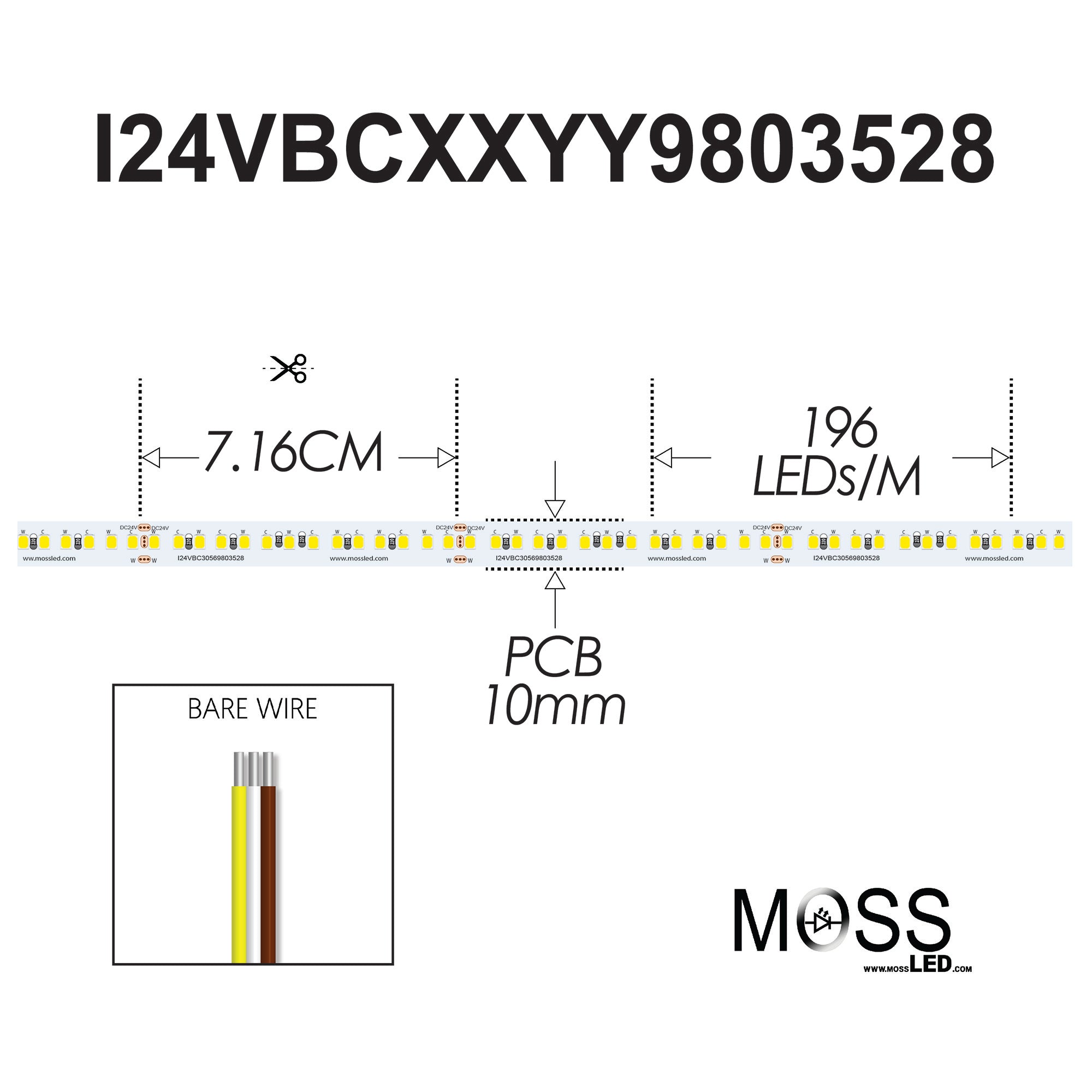 ShortCut FlexLED Bi-Colour 2700K - 6000K 24V (CCT Adjustable) IP43 (Indoor) 240 LED/meter Bare Wire from www.thelafirm.com