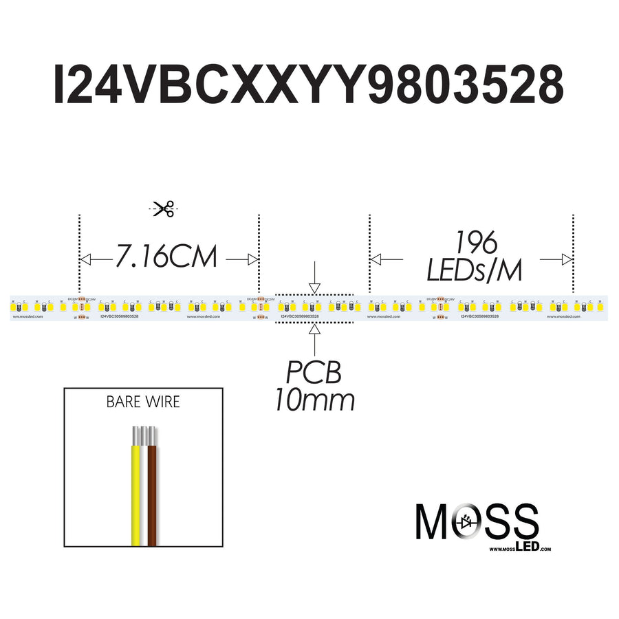 ShortCut FlexLED Bi-Colour 2700K - 6000K 24V (CCT Adjustable) IP43 (Indoor) 120 LED/meter Bare Wire from www.thelafirm.com