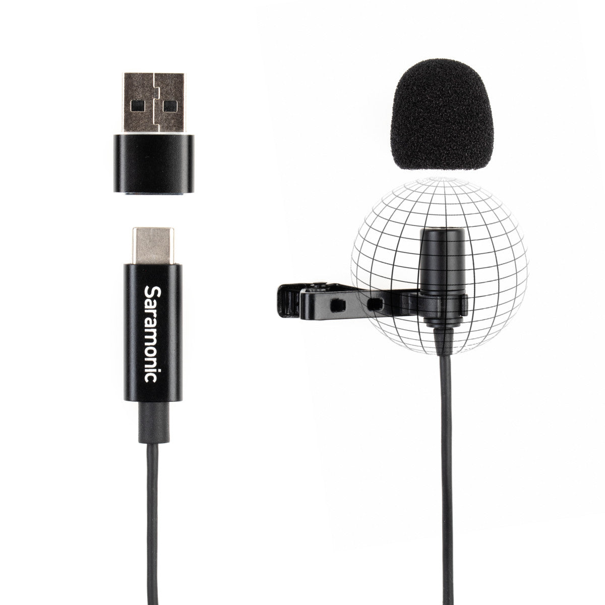 LavMicro-U Lavalier Mic w/ 6.6' USB-C Cable & USB Adapter for iPhone 15, Android, iPad & Computers | The LA Firm