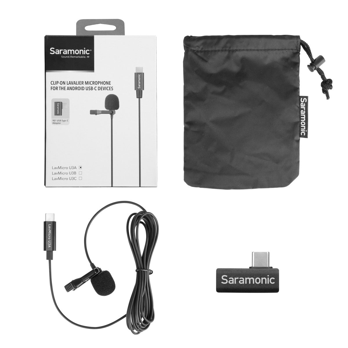 LavMicro U3A Lavalier Mic w/ 6.6' USB-C Cable & 90Ëš Adapter for iPhone 15, Android, iPad & Computers | The LA Firm