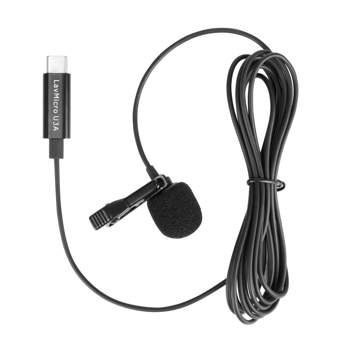 LavMicro U3A Lavalier Mic w/ 6.6' USB-C Cable & 90Ëš Adapter for iPhone 15, Android, iPad & Computers | The LA Firm