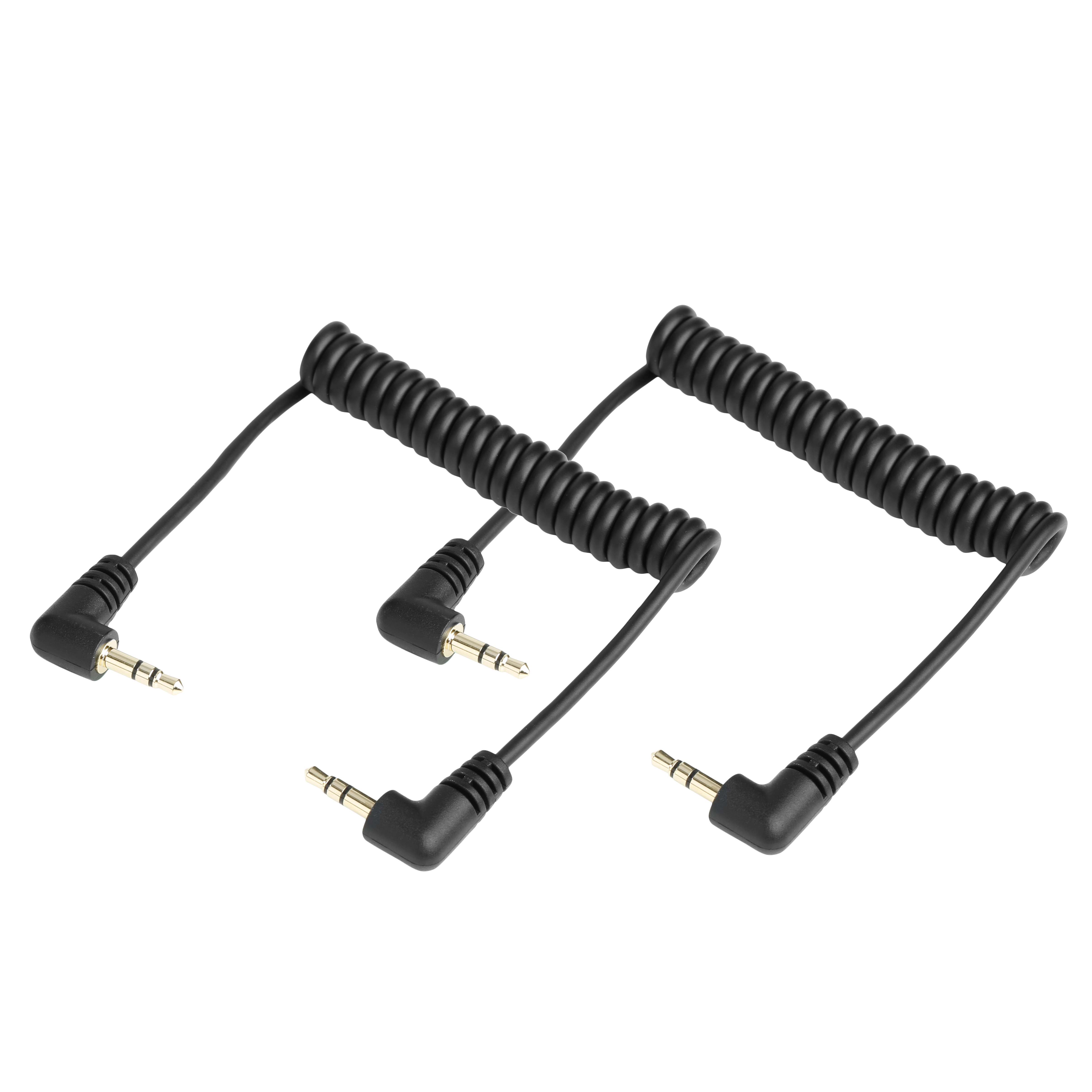 SR-CS350 2-Pack of 6" Right-Angle Coiled 3.5mm TRS Cables for Wireless, Microphones, Mixers & More | The LA Firm
