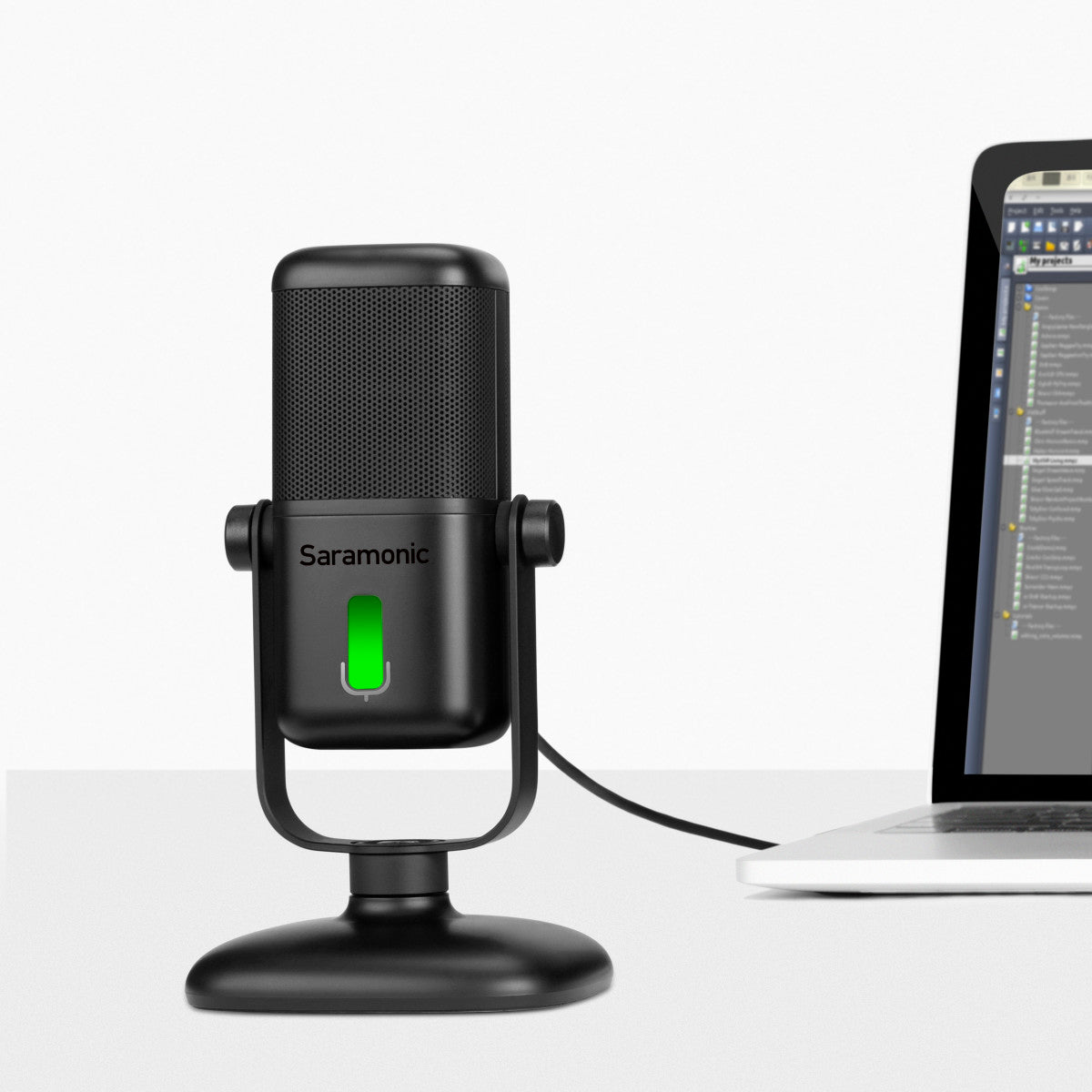 SR-MV2000 Large Diaphragm USB Studio Mic w/ Magnetic Stand, Headphone Out for Computers & Mobile | The LA Firm