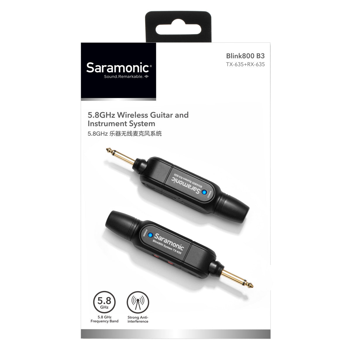 Saramonic Blink 800 B3 TX-635 & RX-635 5.8GHz Wireless 1/4" Instrument System w/ 1/4" Receiver for Amplifiers, Mixers & Pedal Boards | The LA Firm