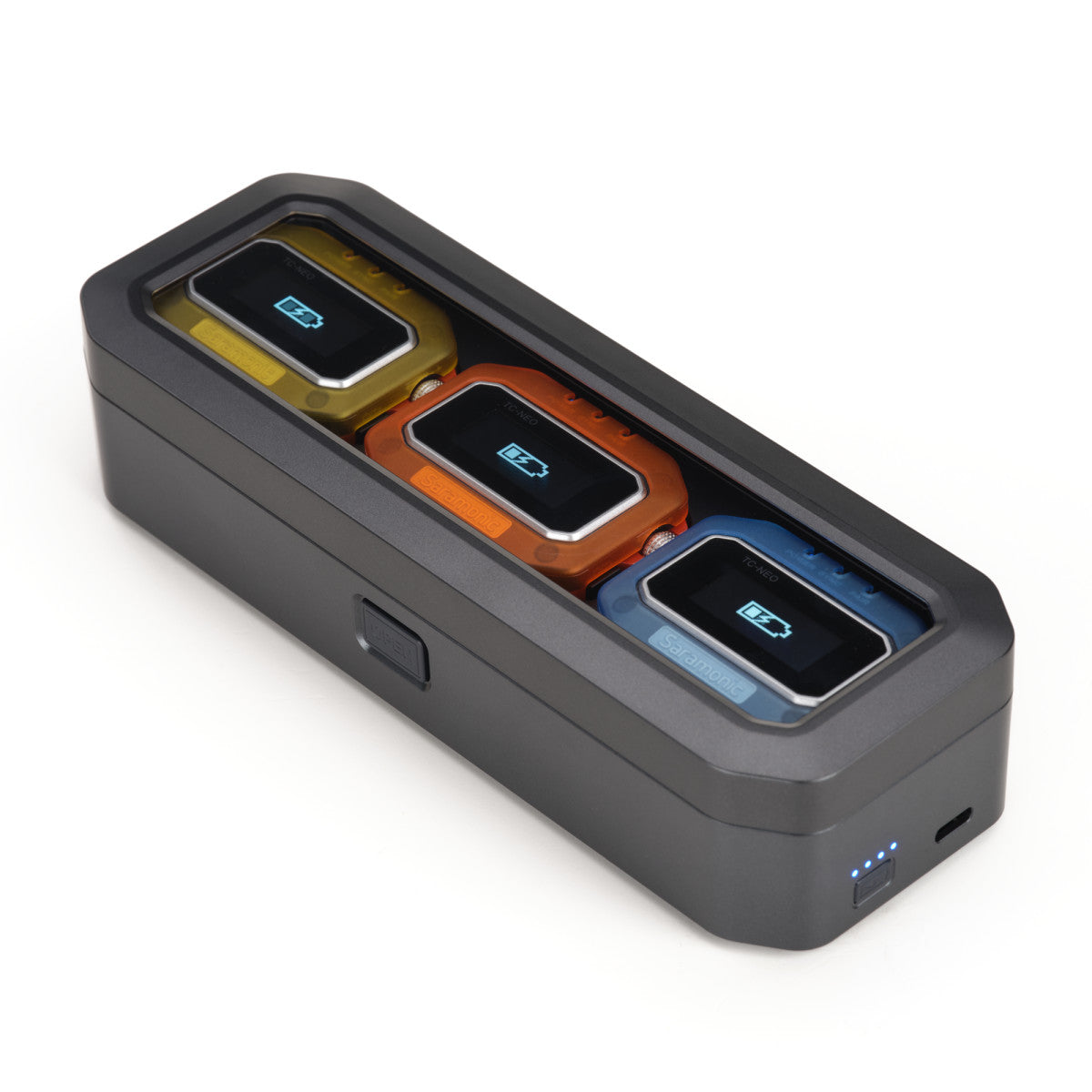 TC-NEO Kit | Timecode Generator 3-Pack w/ Charging Case, 3.5mm TRS, 5-Pin LEMO & BNC Output Cables | The LA Firm