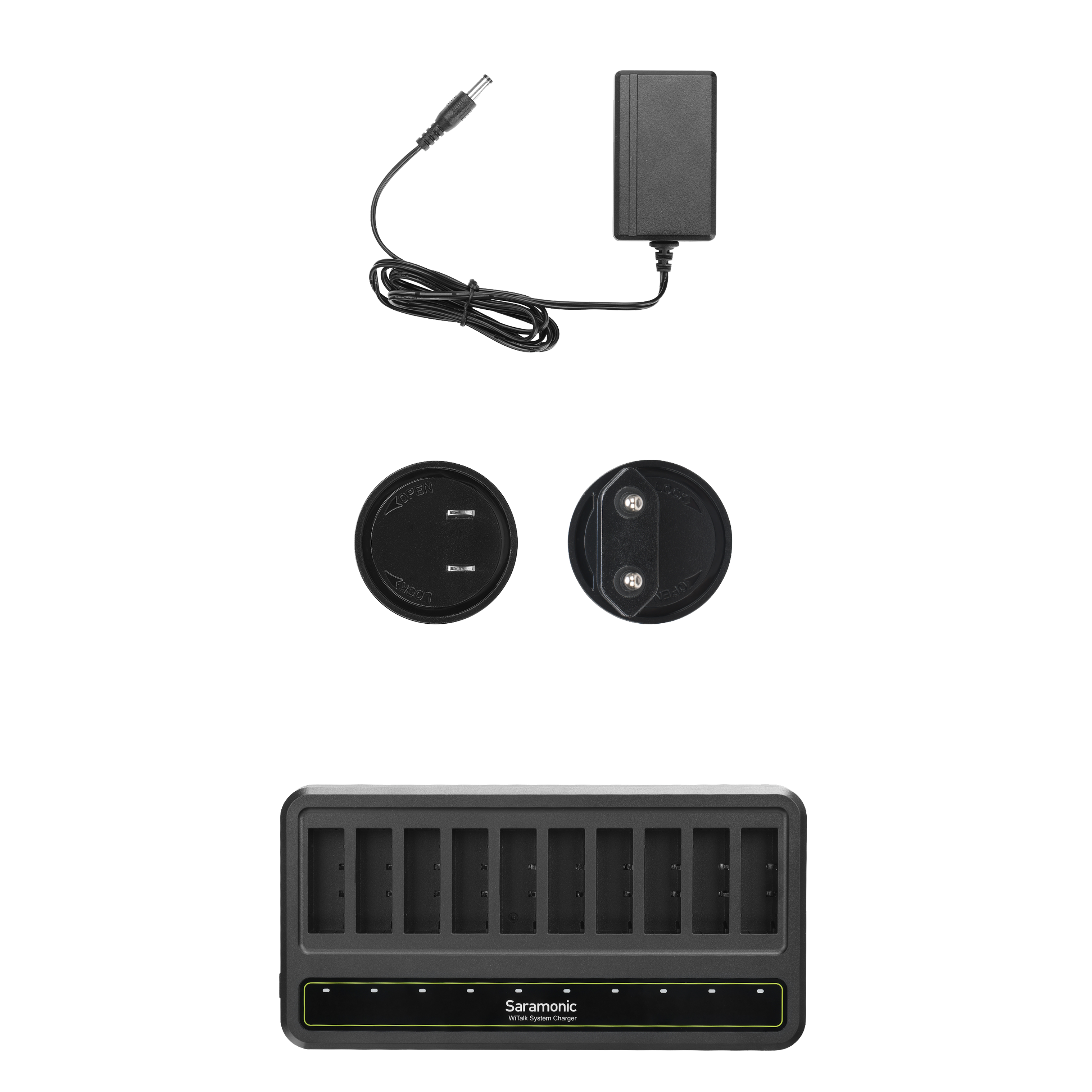WiTalk-CB 10-Bay Charger for WiTalk Intercom Headsets & Hub WiTalk-BP Li-ion Batteries | The LA Firm