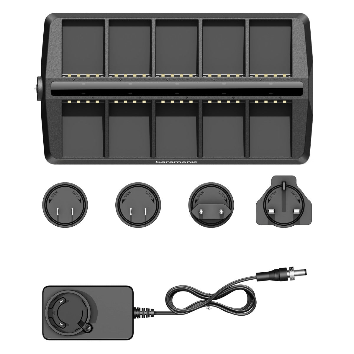 WiTalk9-CB10 10-Bay Charger for WiTalk9 Intercom Headsets WiTalk9-BP Batteries | The LA Firm