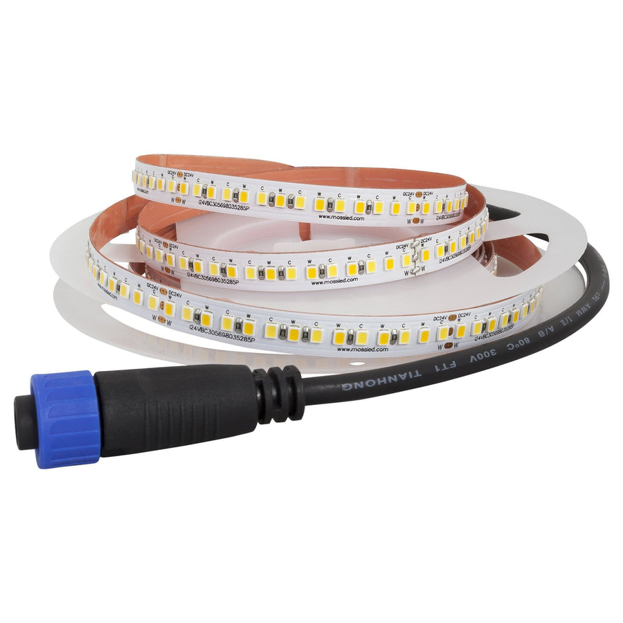FlexLED Bi-Colour 2700K - 5600K 24v (CCT Adjustable) IP43 (Indoor) 196 LED/meter Bare Wire from www.thelafirm.com