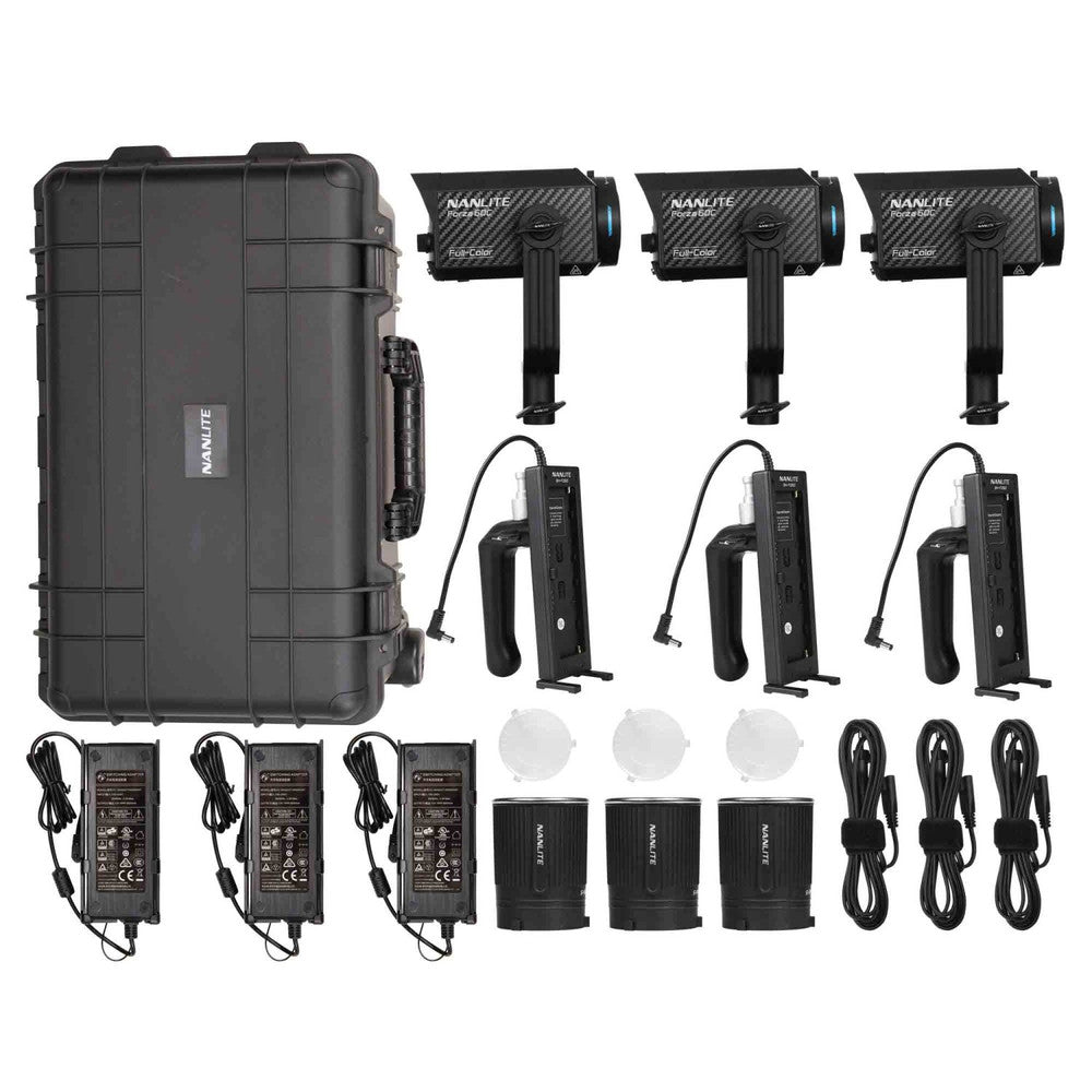 Nanlite Forza 60c RGBLAC LED Spotlight 3-Light Kit With Rolling Hard Case from www.thelafirm.com