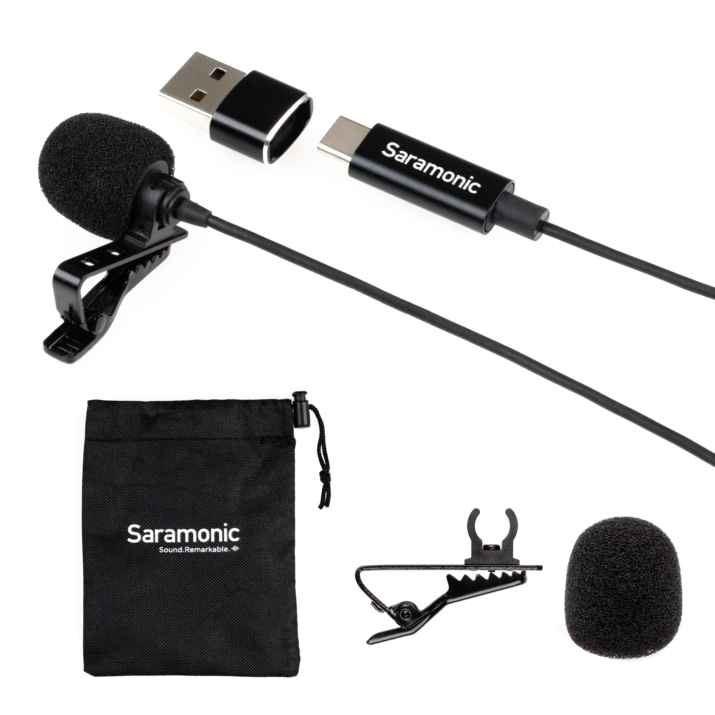 LavMicro-U Lavalier Mic w/ 6.6' USB-C Cable & USB Adapter for iPhone 15, Andr... – Saramonic audio gear at The LA Firm