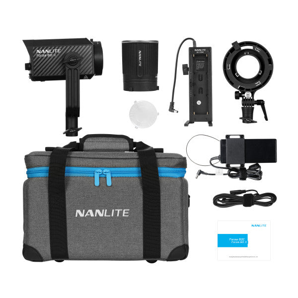 Nanlite Forza 60 II Spotlight incl. reflector,    AC, DC battery grip, Bowens adapter and case from www.thelafirm.com