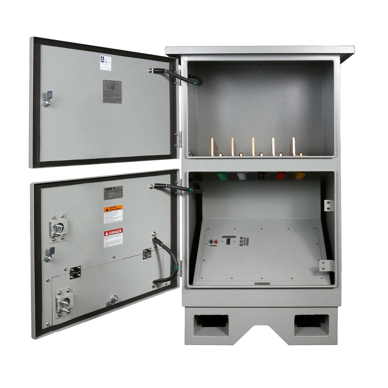 1202 A, 3 Phase, 480 VAC, Male Cams (brown, orange, yellow, white, green), Phase Rotation, 2 Wire Start / Stop Terminals, Kirk Key Provision, NEMA 3R Weatherproof, Steel Housing from www.thelafirm.com