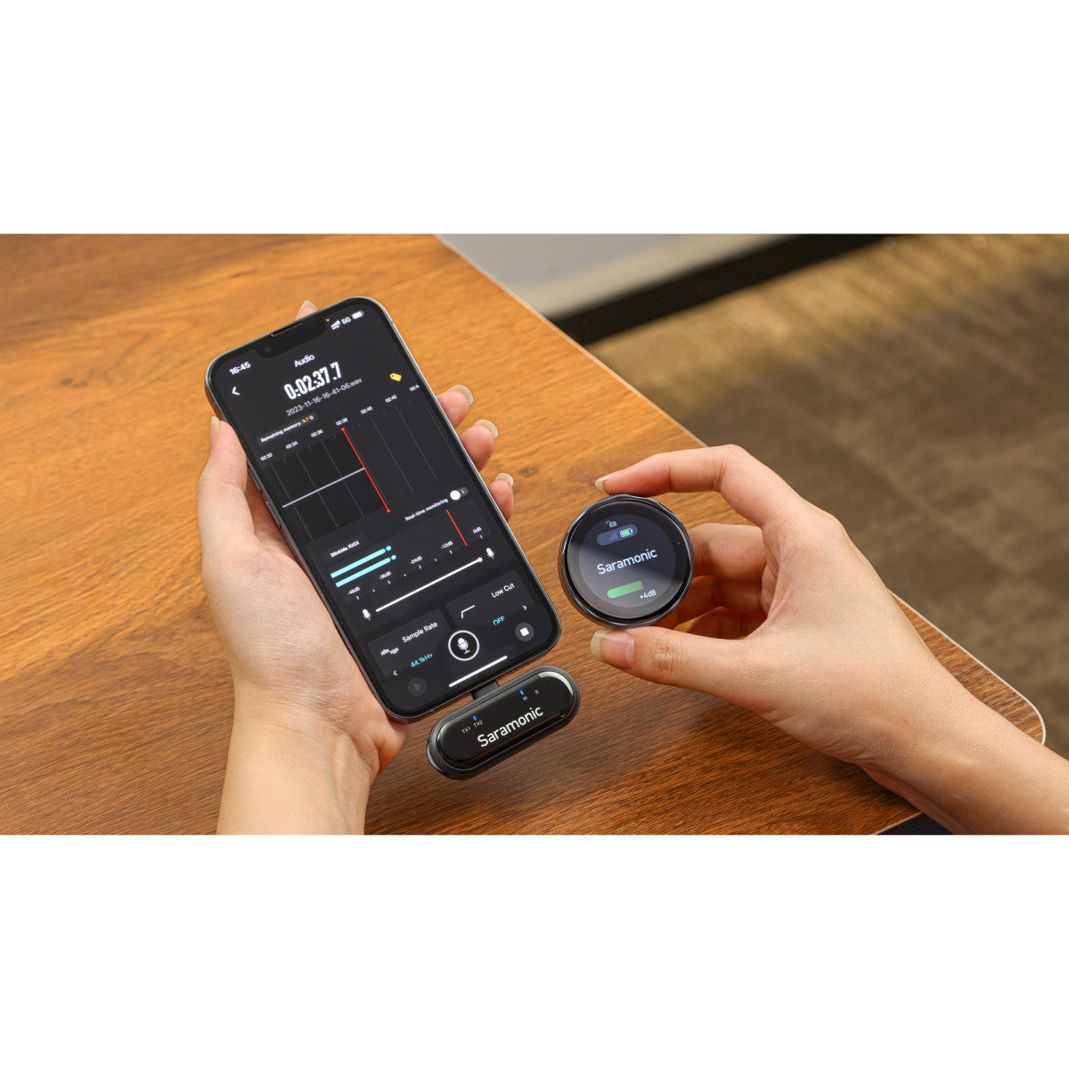 Blink Me U2 | 2-Person Wireless Mic w/ Custom Recording Transmitters & USB-C + Lightning Receivers | The LA Firm 