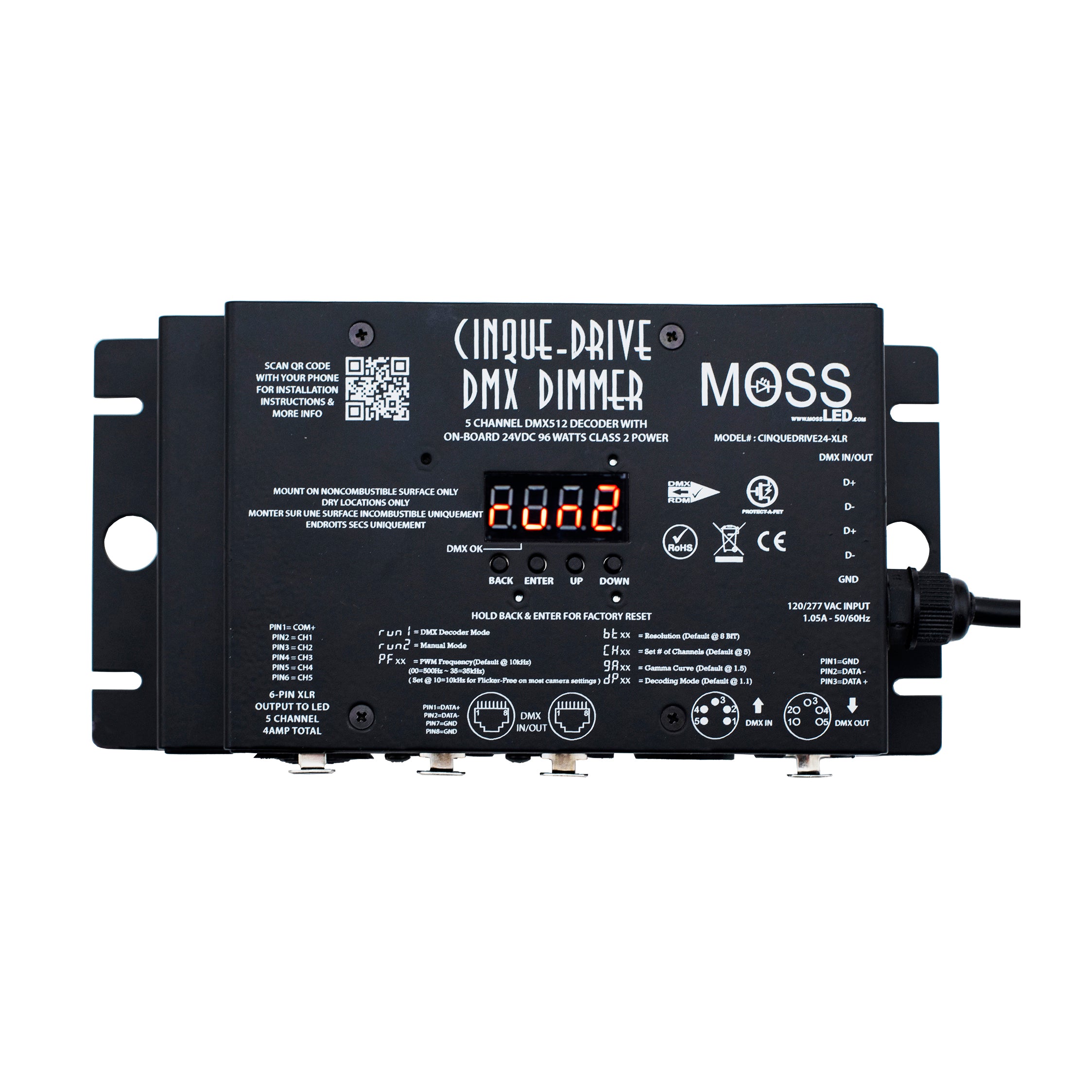 CinqueDrive-LED DMX Dimmer - 24VDC 96W Class 2 120 & 277 VAC Terminal Block U-Ground Edison from www.thelafirm.com