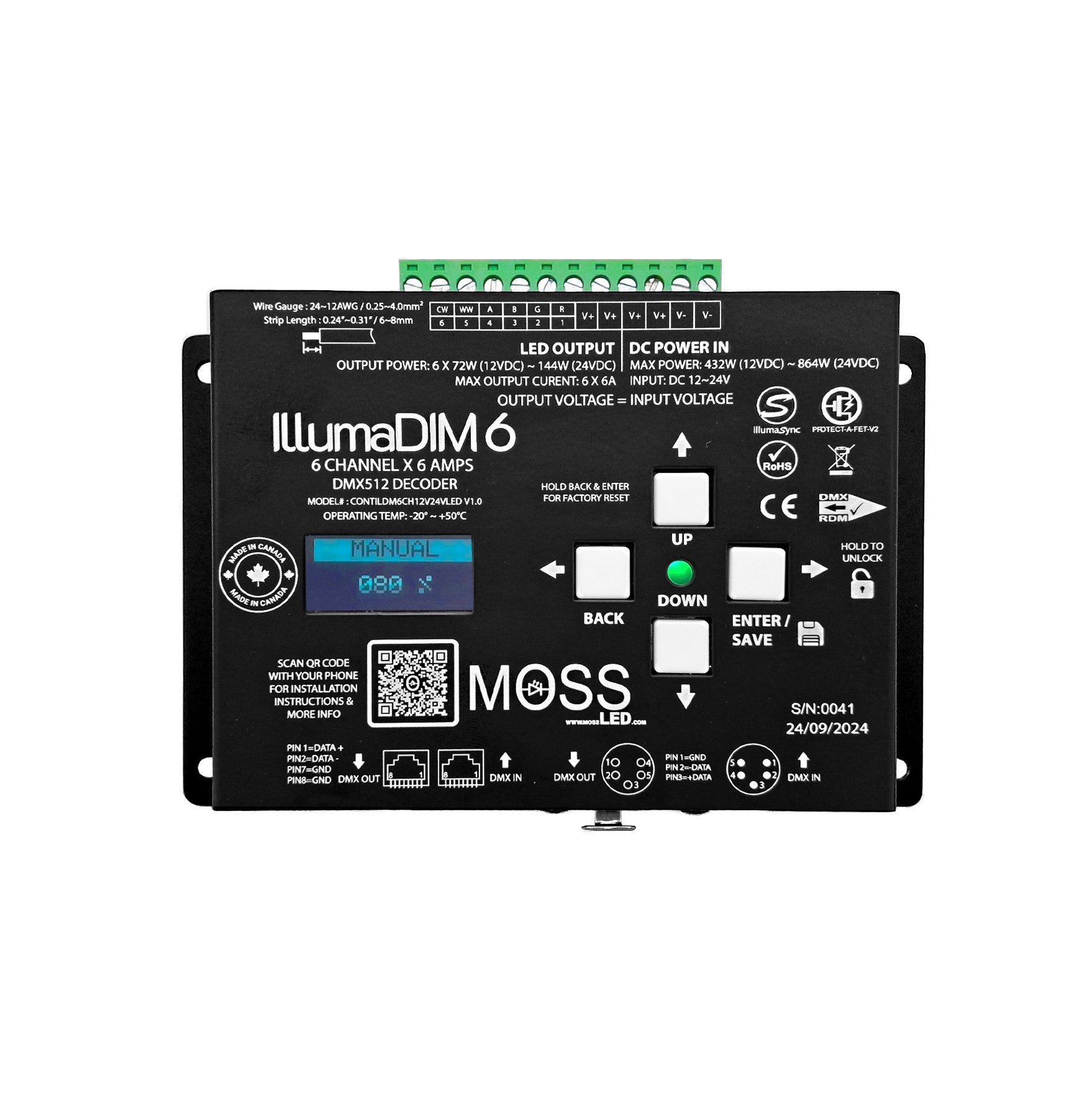 IllumaDIM6 - 6-Channel DMX Dimmer Constant Voltage from www.thelafirm.com