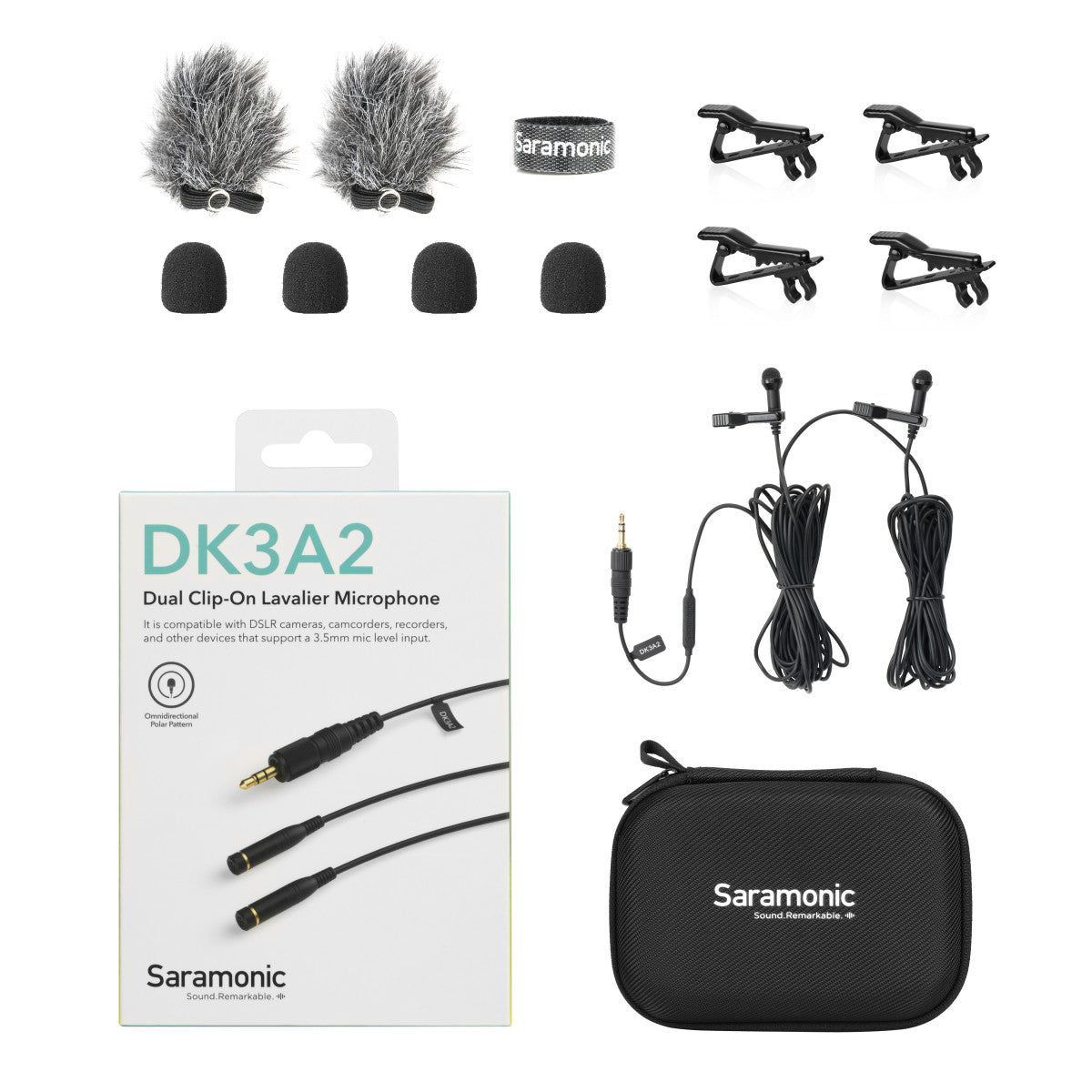 DK3A2 2-Person Dual Omni Lavalier w/ Locking 3.5mm TRS for Recorders, Transmitters, Cameras & More | The LA Firm 