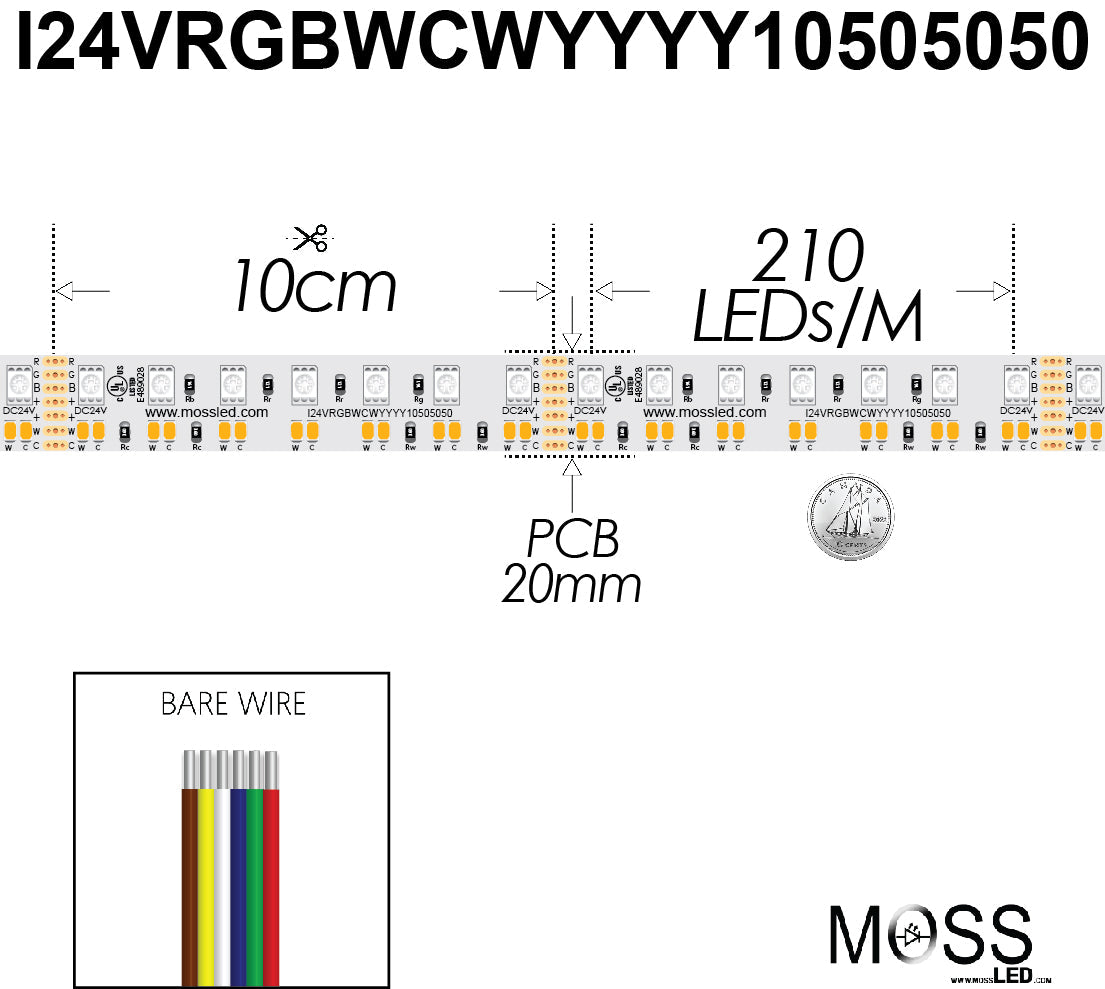 FlexLED 210 RGB+WW+CW 24V Bi-Colour (2700k - 6000k) 20MM Bare Wire from www.thelafirm.com