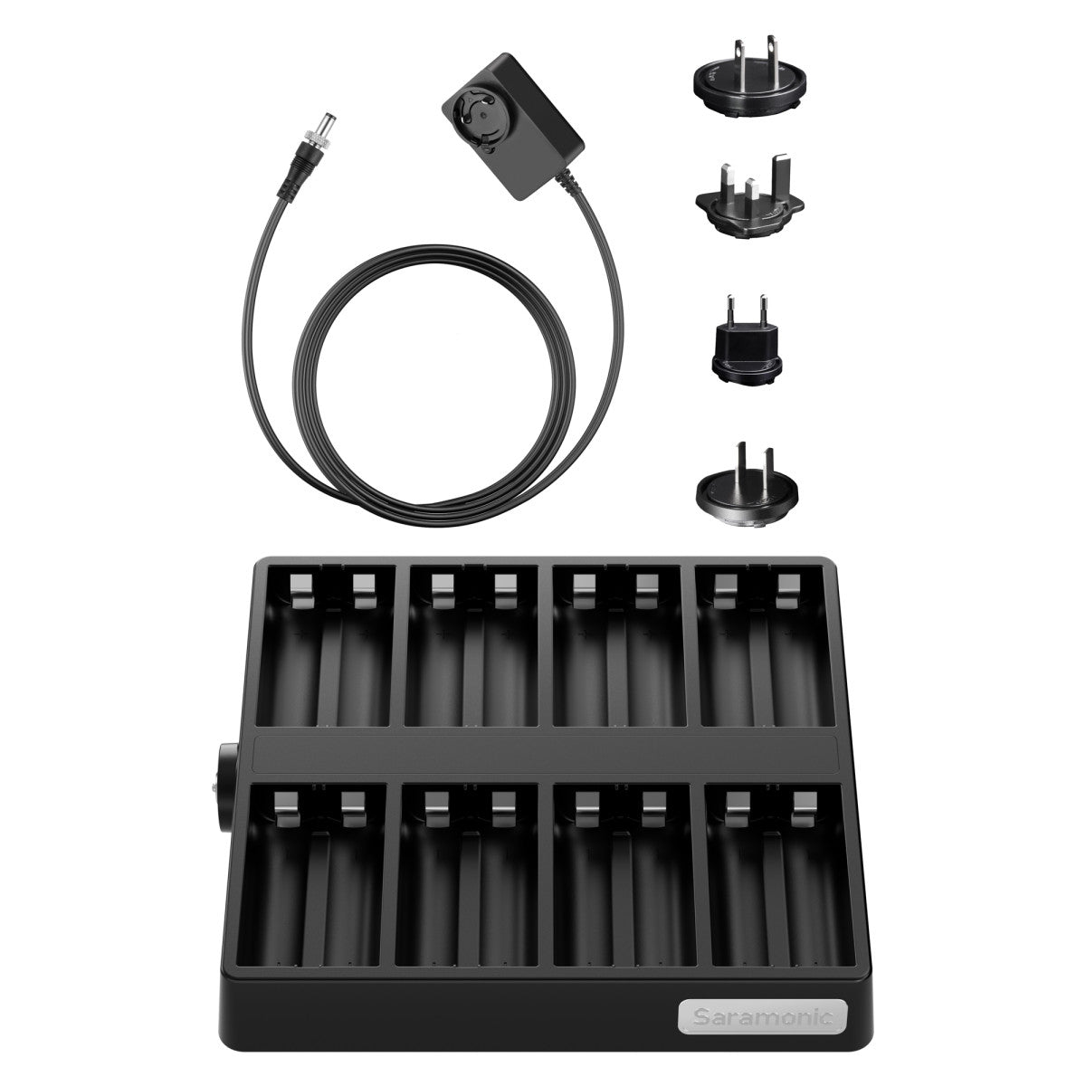K9-BC08 | 8-Bay Charger for K9 SLB-2 Lithium-Ion Batteries with International Power Adapters | The LA Firm 