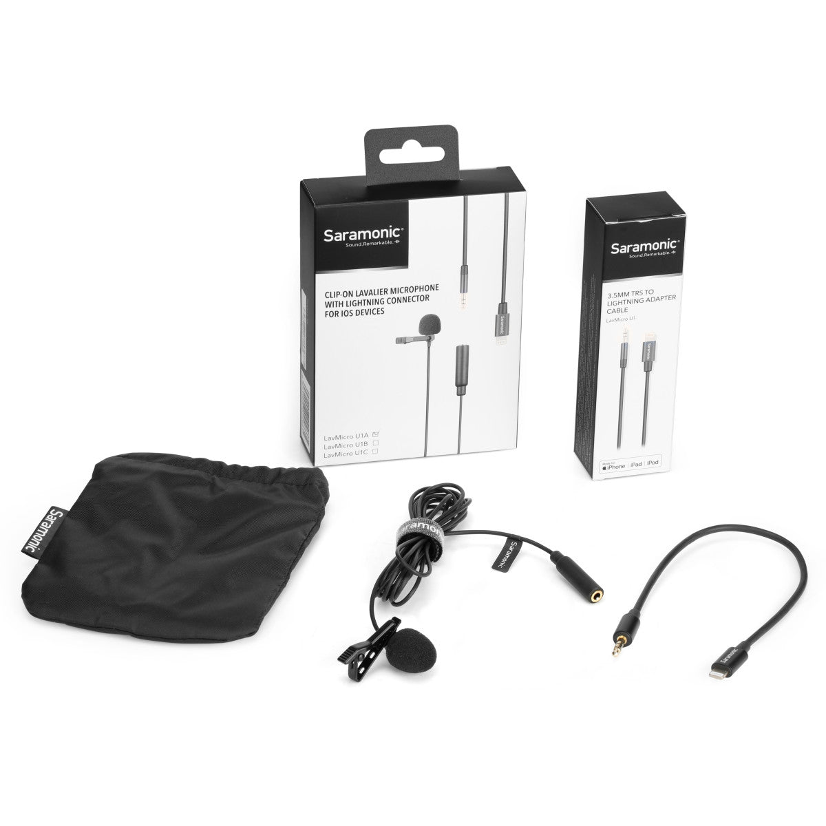LavMicro U1A Clip-On Lavalier Microphone with 6.6' (2m) Cable & Lightning Adapter for iPhone & iPad | The LA Firm 