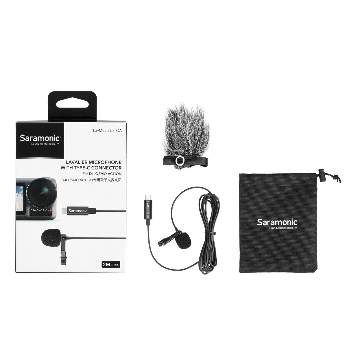 LavMicro U3-OA Lavalier Microphone designed for DJI Osmo Action w/ 6.6' (2m) Cable & USB-C Connector | The LA Firm 