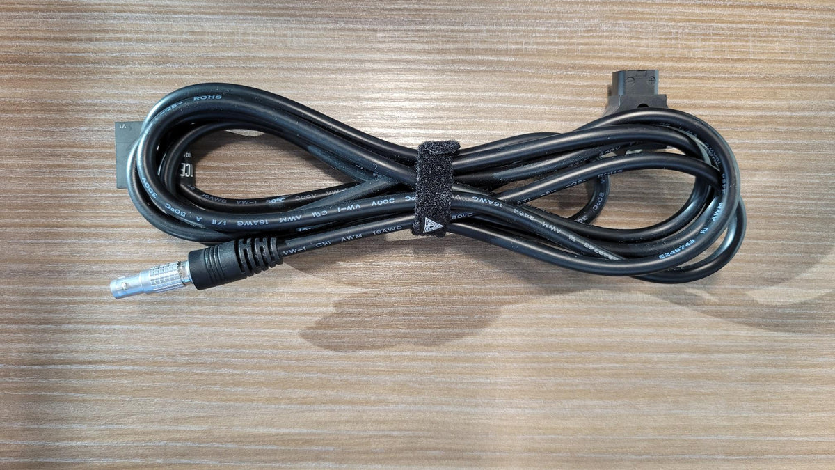 Male 2-Pin D-Tap to Male 4-Pin LEMO Power Cable Assembly 96 inches long from The LA Firm