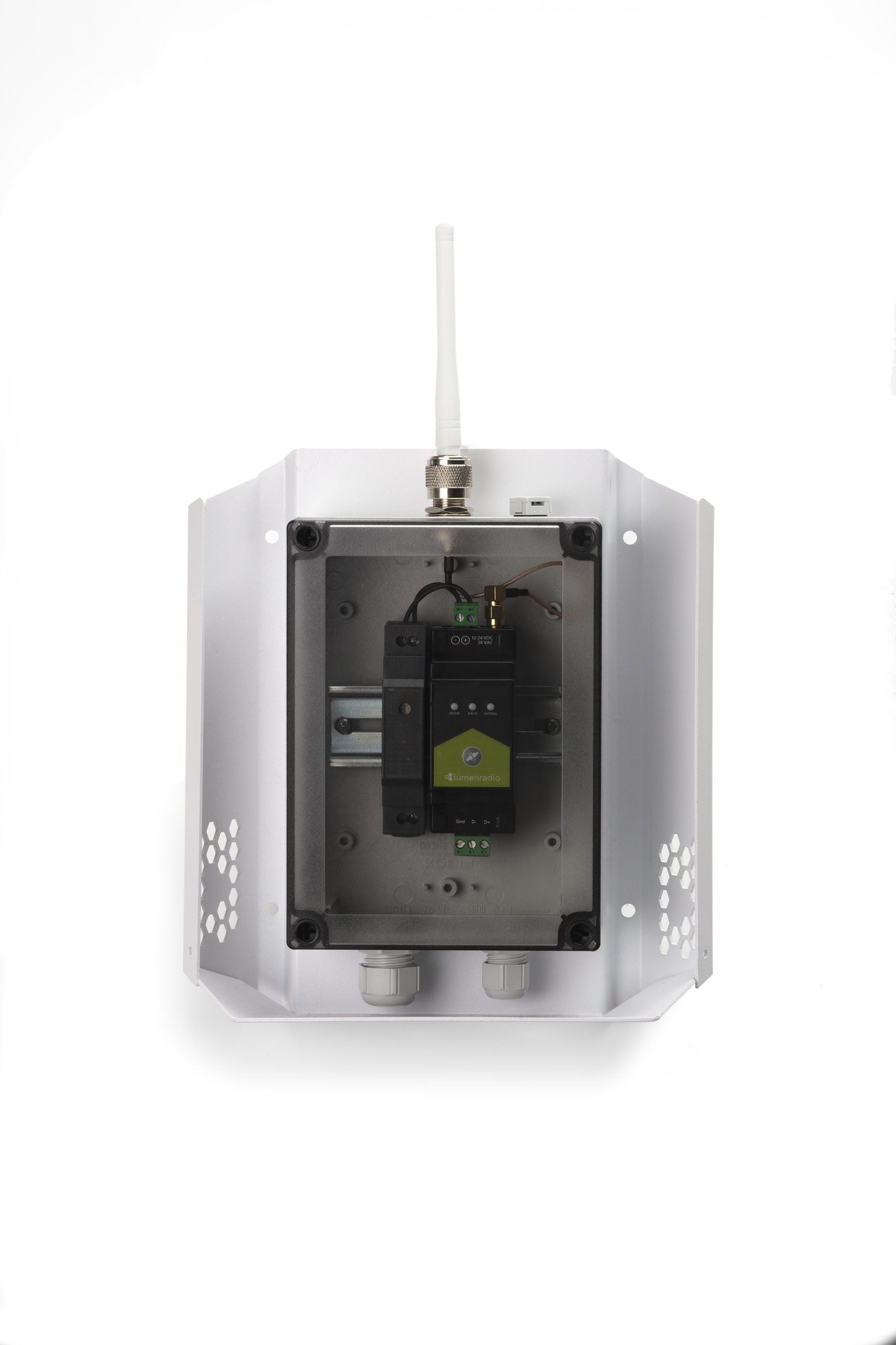 LumenRadio Galileo Outdoor Kit with IP67 Enclosure, Vandal Cover, PSU and 2 dBi Antenna | The LA Firm