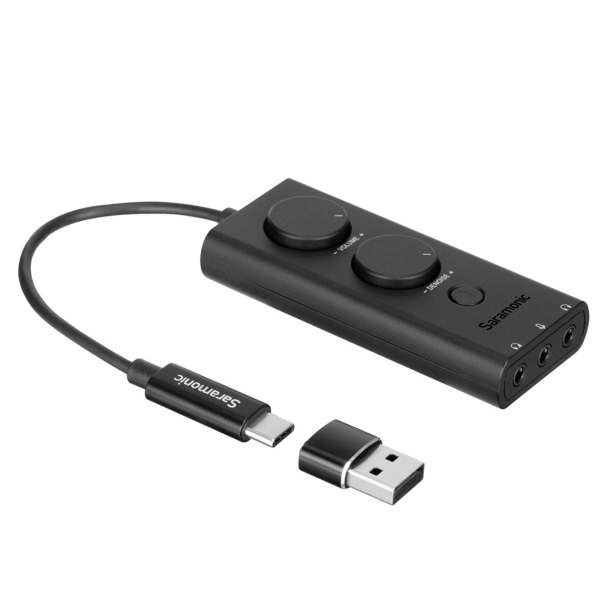 SR-EA5 USB-C Interface w/ 3.5mm TRS Mic In, 2x Headphone Out, Mute, Noise Cancelation & USB Adapter | The LA Firm 