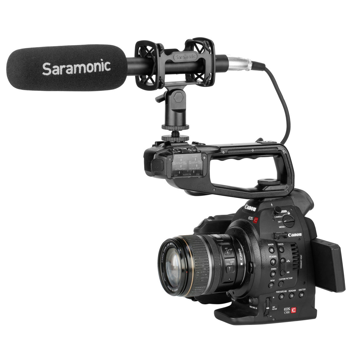 SR-SMC10 Professional Shock Mount for Shotgun Mics (15-31mm) w/ Shoe, 1/4", 3/8" & 5/8" Mounting | The LA Firm 