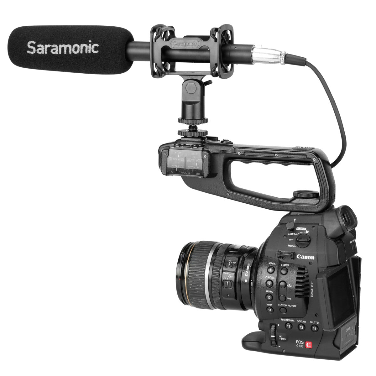 SR-SMC10 Professional Shock Mount for Shotgun Mics (15-31mm) w/ Shoe, 1/4", 3/8" & 5/8" Mounting | The LA Firm 