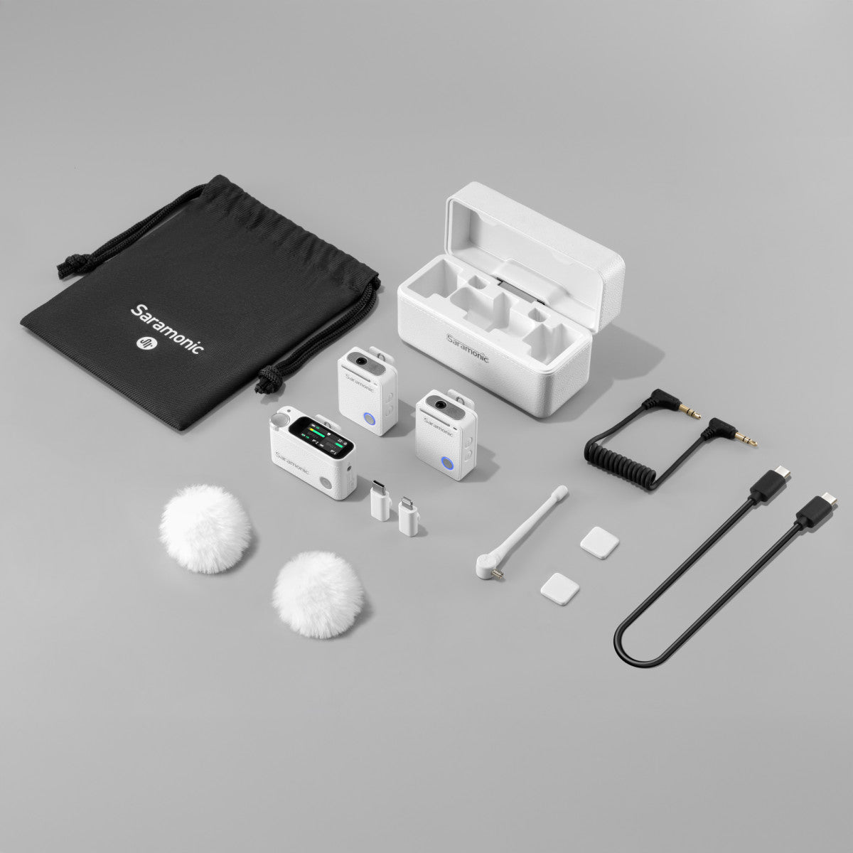 Ultra | Dual Wireless Mic System with 32-bit Recording, Timecode, Noise Cancelling, IPX5 (White) | The LA Firm 