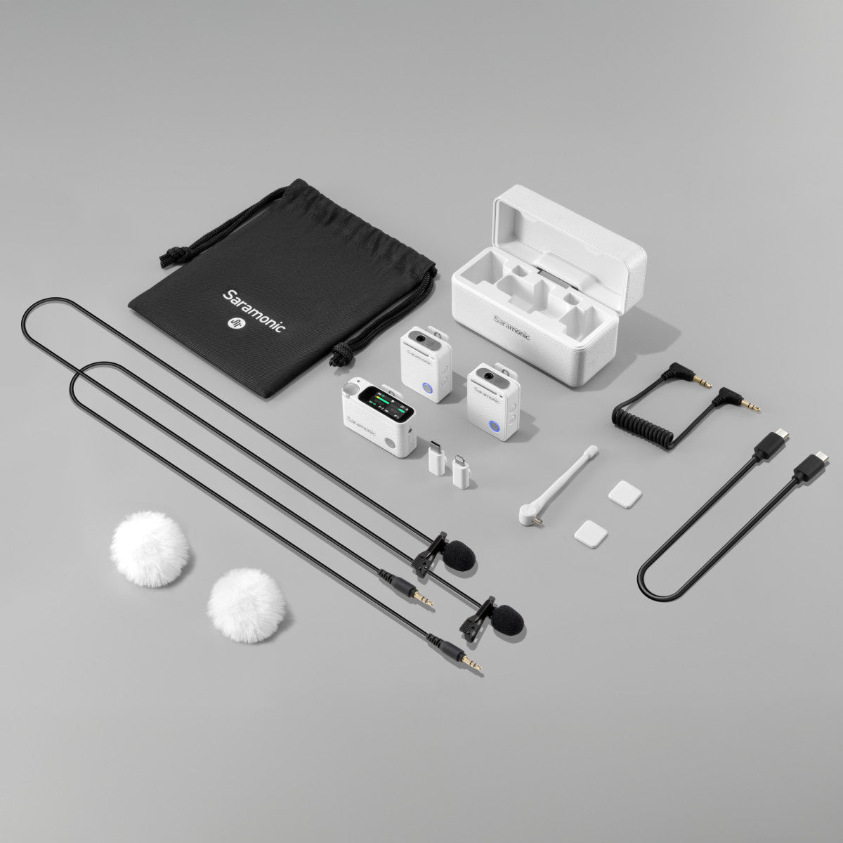 Ultra | Dual Wireless Mic System with 32-bit Recording, Timecode, Noise Cancelling & Lavs (White) | The LA Firm 