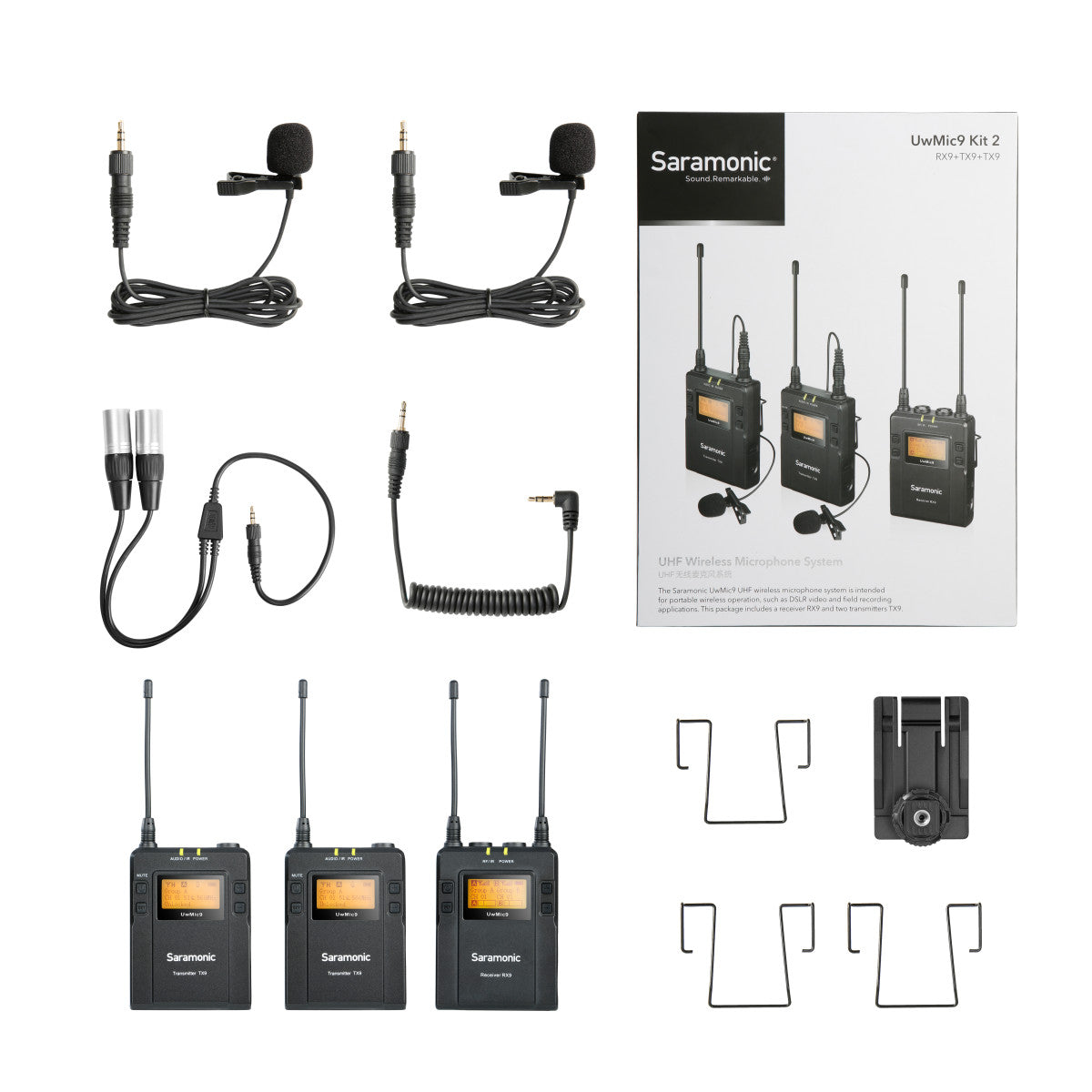 UwMic9 RX9+TX9+TX9 2-Person Wireless UHF Lavalier Mic System with Portable Camera-Mountable Receiver | The LA Firm 