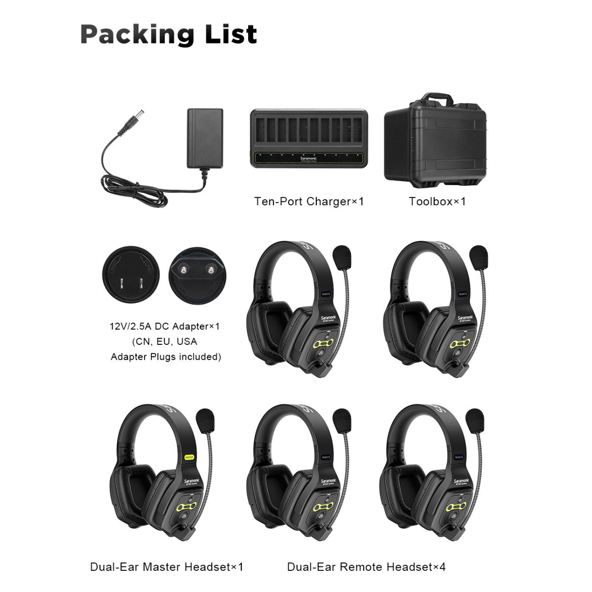 WiTalk-WT5D 5-Person Full-Duplex 1.9GHz Wireless Dual-Ear Headset Intercom System with Hard Case | The LA Firm