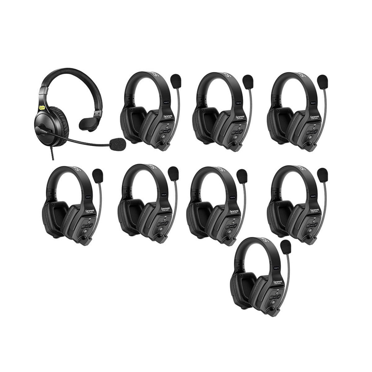 WiTalk-WT9D 9-Person Full-Duplex 1.9GHz Wireless Dual-Ear Headset Intercom System with Hub & Case | The LA Firm