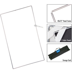 pro panel kit w/ 48x72 frame, 1/2 chimera cloth, white/black, duffel from www.thelafirm.com