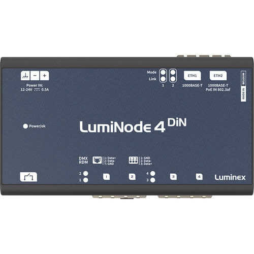 LumiNode 4 DIN TB (6 Processing engines & 4 DMX ports) from www.thelafirm.com