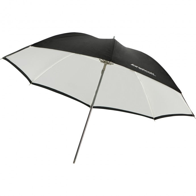 Westcott Convertible Umbrella - Optical White Satin with Removable Black Cover (32")