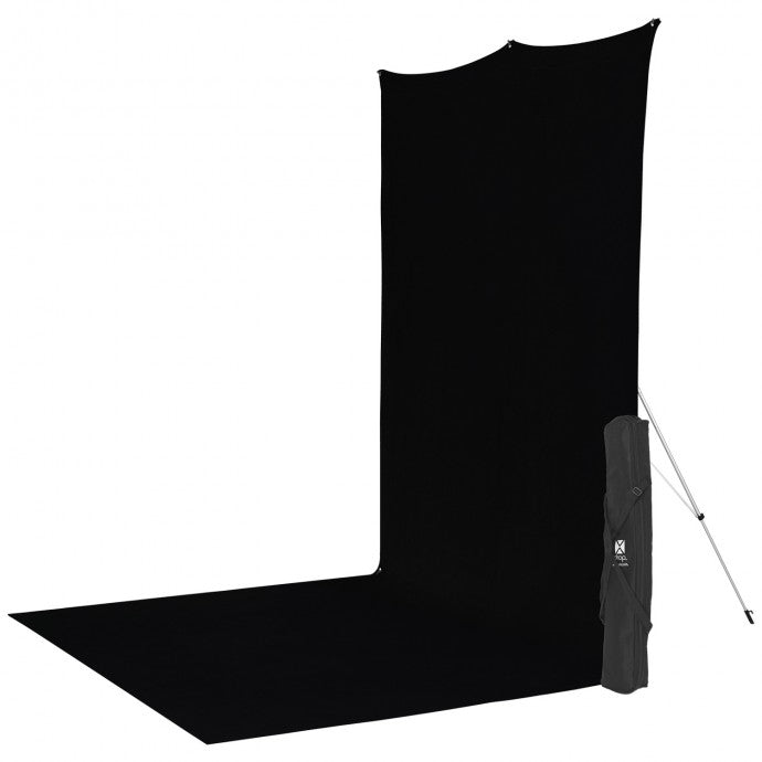 Westcott X-Drop Wrinkle-Resistant Backdrop Kit - Rich Black Sweep (5' x 12')