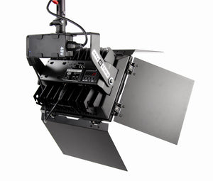 AREA 48 Studio Kit (black), Curved yoke, Detachable Barndoors - Incl. 48 volt PSU mounted on unit, locking IEC , TVMP and chroma blue media from www.thelafirm.com