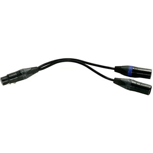 Split cable (4 pin to 2 x 3 pin XLR) from www.thelafirm.com