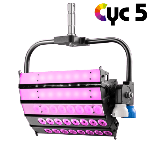 VELVET Cyc 5 Color Studio Asymmetrical Articulated LED with on - Board AC Control Yoke
