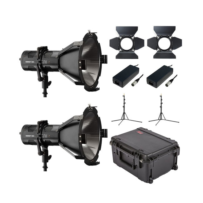 Hive Lighting Hornet 200-C Par Spot 2 Light Kit with 2 Stands and Case (Custom Foam)