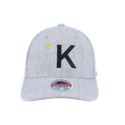 Kelvin Mitchell & Ness 110 Flexfit Adjustable Hat (Gray with Embroidered K) from www.thelafirm.com