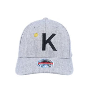 Kelvin Mitchell & Ness 110 Flexfit Adjustable Hat (Gray with Embroidered K) from www.thelafirm.com