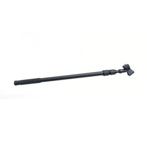 Lightweight carbon-fiber Mic Boom Pole, 28" transport length, 72" extended length, reversible 3/8"-16 to 5/8"-27 mounting stud, 'keyed' extension tubes do not rotate, heavy-duty clamp w/soft, tacky interior to grip mic handle from www.thelafirm.com